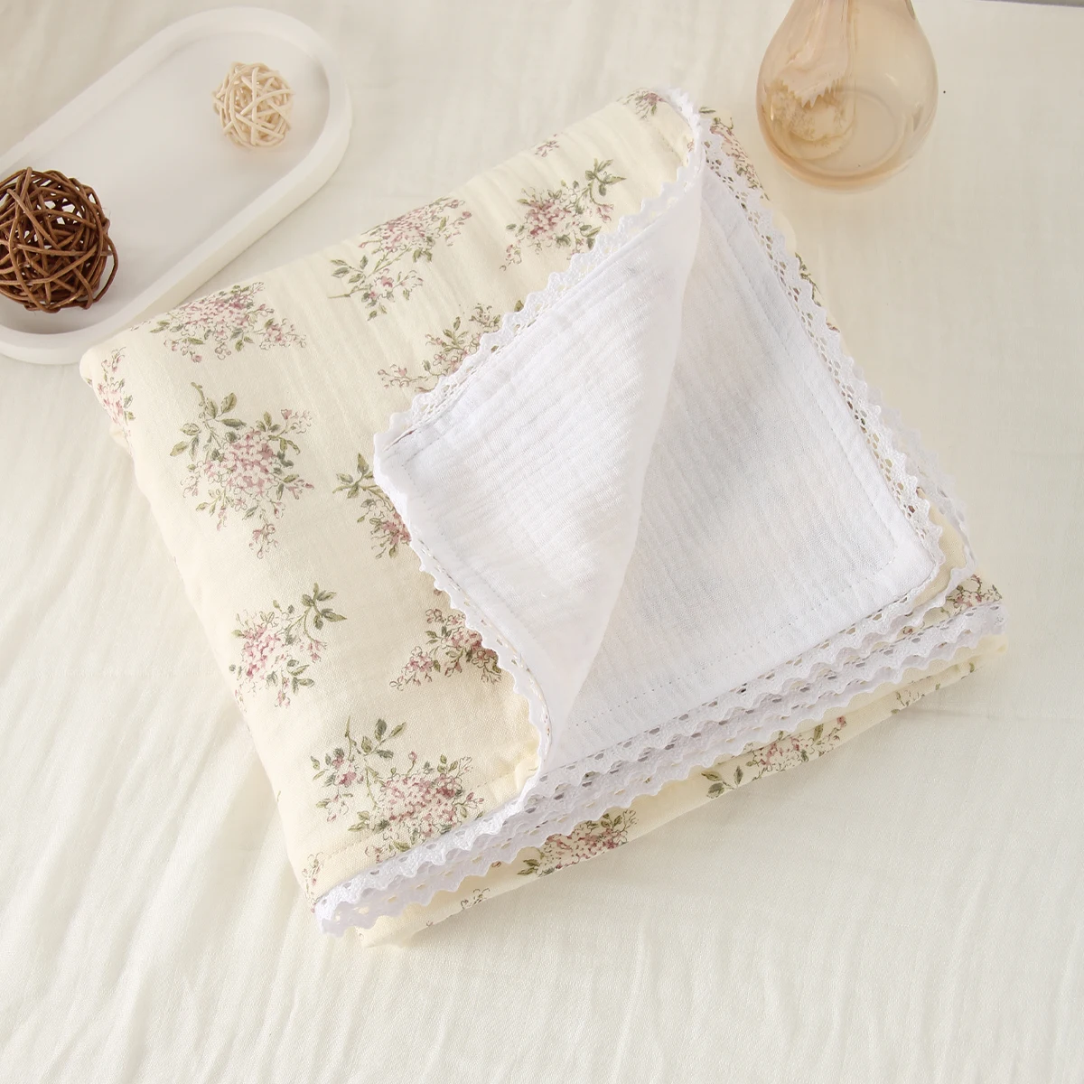 Baby Blanket Printed Pure Cotton Baby Muslin Swaddle Blanket Breathable Newborn Quilt Soft Warm Core Children's Quilt 100*100CM 6