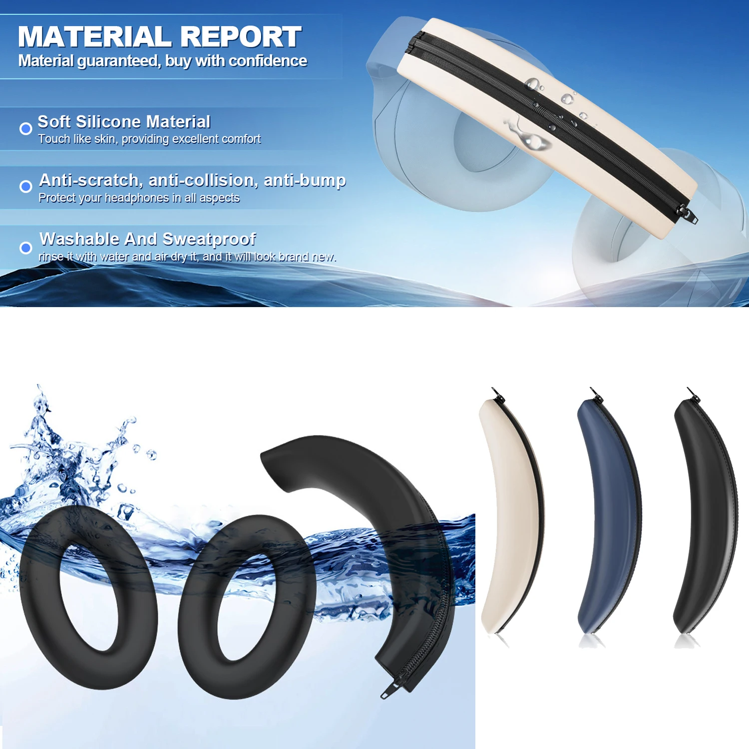Earpad+Headband Cover Kit for Srhythm NC25 NC35 Pro NiceComfort 25 35 Headphones Replacement Ear Cushions Pads Cover Earmuffs