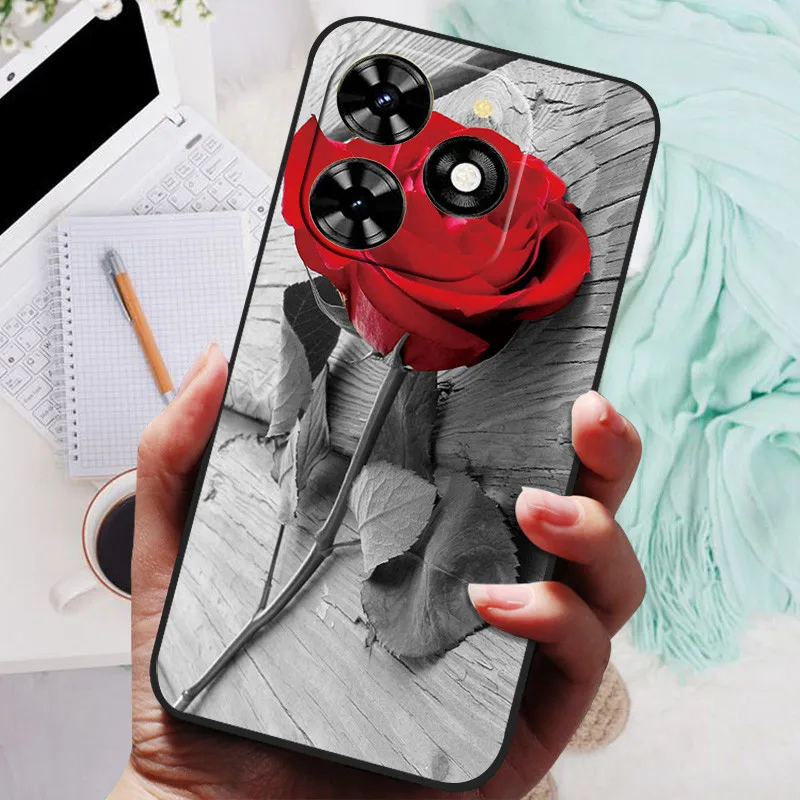 Black Silicone Bumper Case with Wolf and Lions Design - Soft TPU Cover
