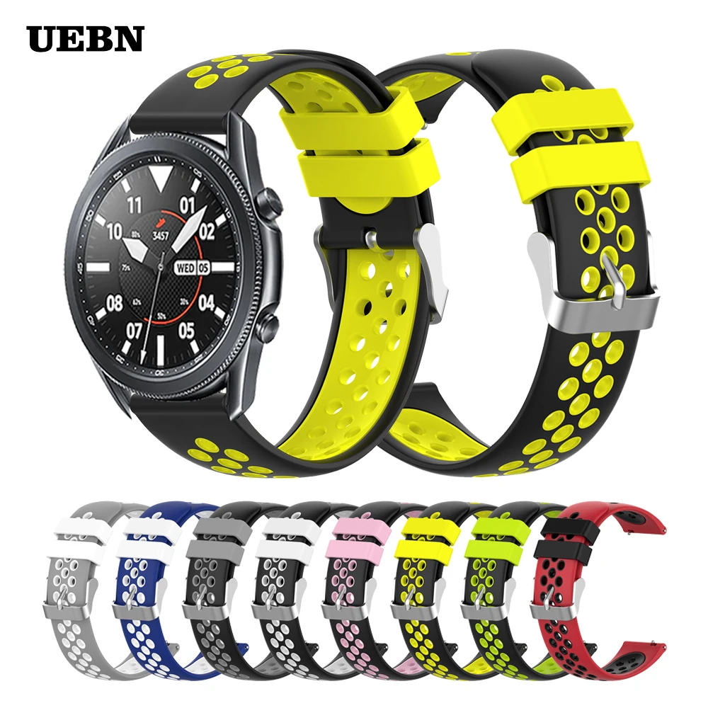 Сменный дышащий ремешок UEBN для Samsung Galaxy Watch 3 41 мм 45 силиконовый 20 22 | Наручные часы