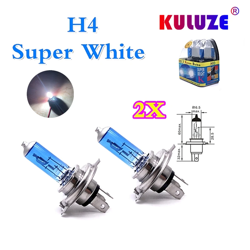 plastic box packaging 1 pair car halogen bulbs H1 H4 H7 H11 100W high and low light 9005 9006 9012 H3 H8 fog light 12V55W 6000K 3