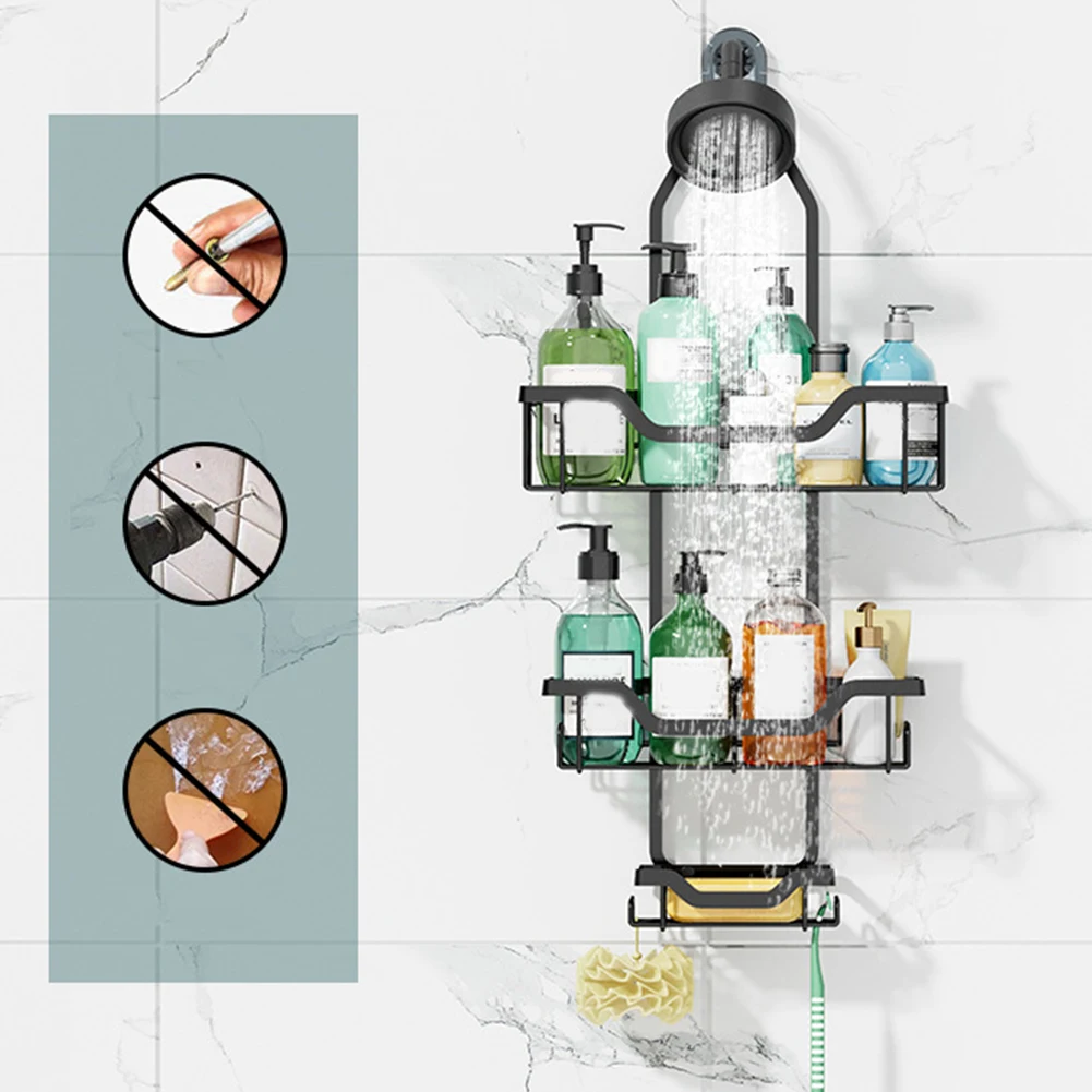 Shower Caddy Organizer Hanging Shower Organizer Multi-Function Shower Organizer Rack 3-Tier with Hooks for Soap Shower Sponge 2