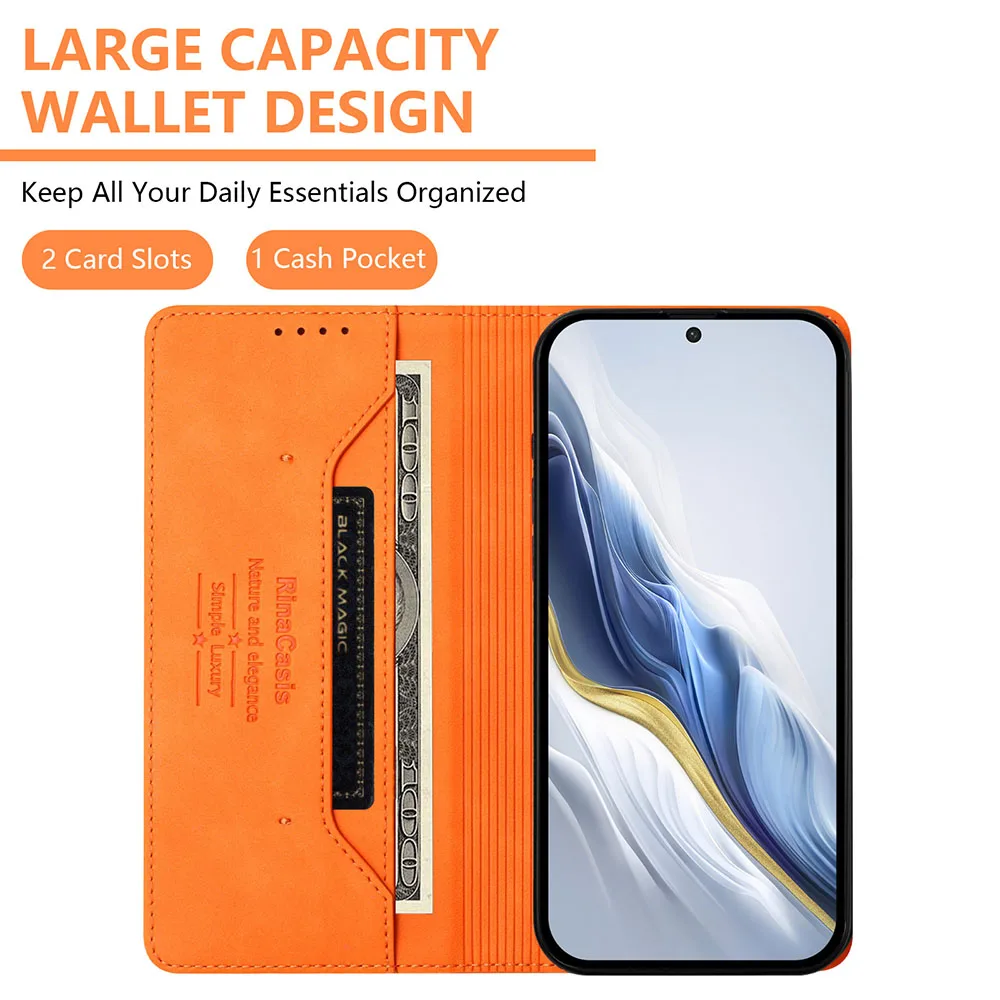 Magnetic Leather Wallet Flip Case - Premium Back Cover in Elegant Design
