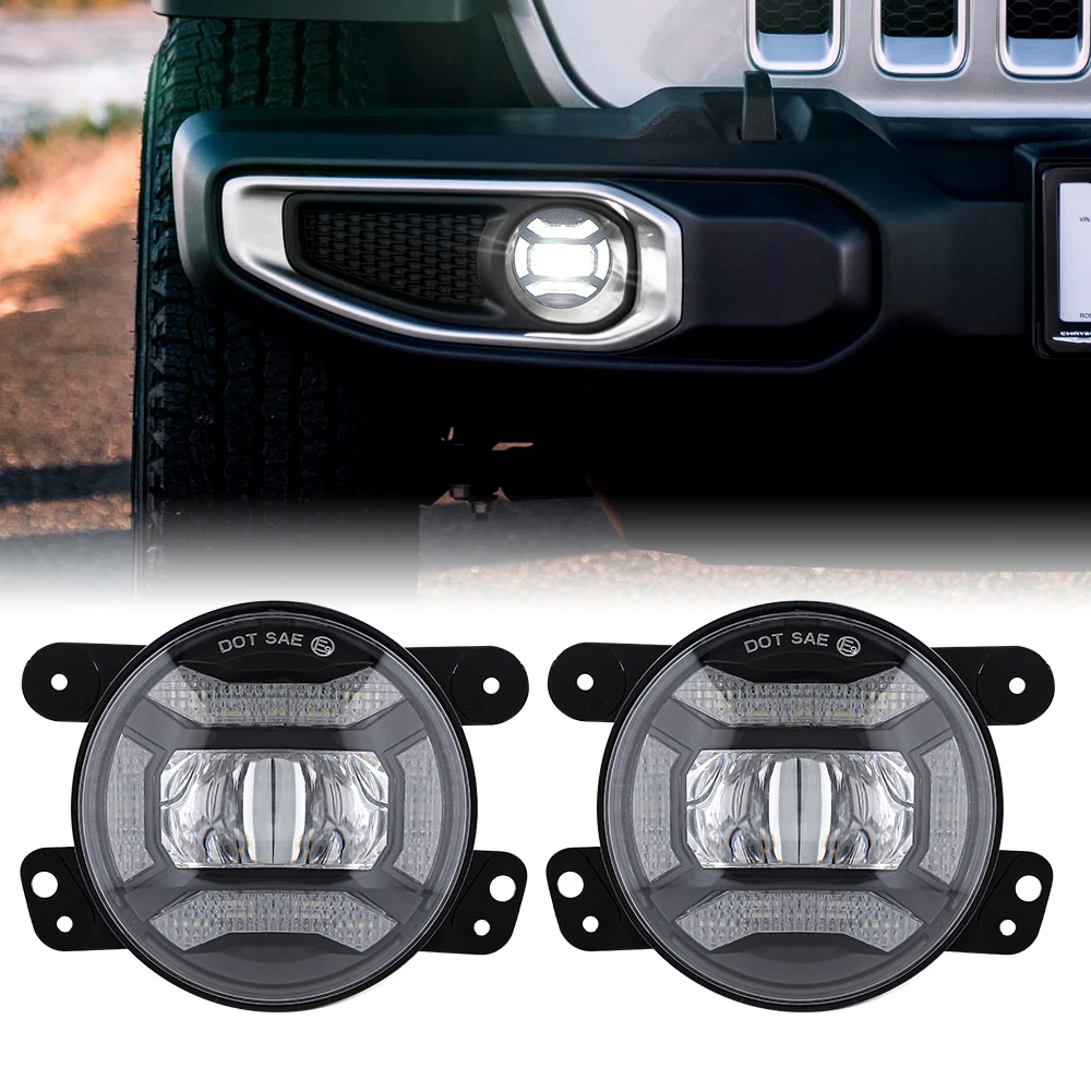 30w 4 Inch Led Fog Lights For Jeep Wrangler Jk Jku Lj Tj Dodge Chrysler  Journey Magnum With White Drl Turn Signal Passing Lamp - Fog Light Assembly  - AliExpress