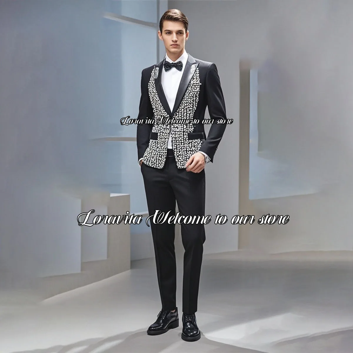 Luxury Men's 2 Pieces Wedding Groom Tuxedos Sparkly Beaded