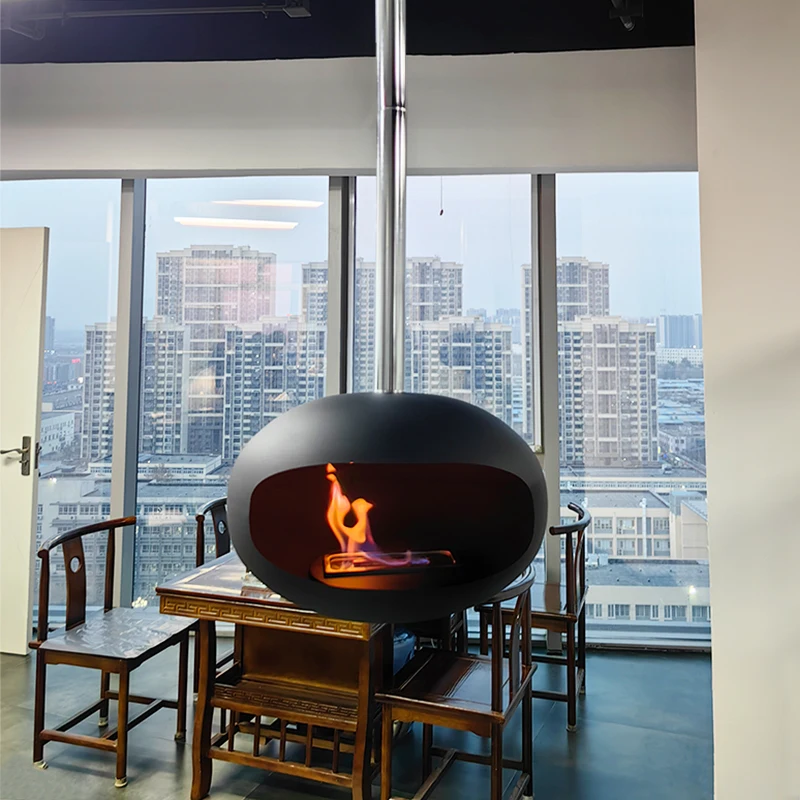 Roof mounted bio ethanol suspended fireplace cocoon hanging floating fireplace