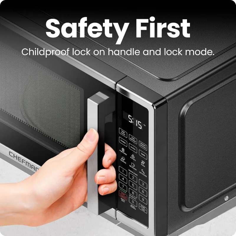 Countertop Microwave Oven 0.9 Cu. Ft. Digital Stainless Steel Microwave 900 Watt with 6 Presets,Child Lock, Kitchen, Home 5