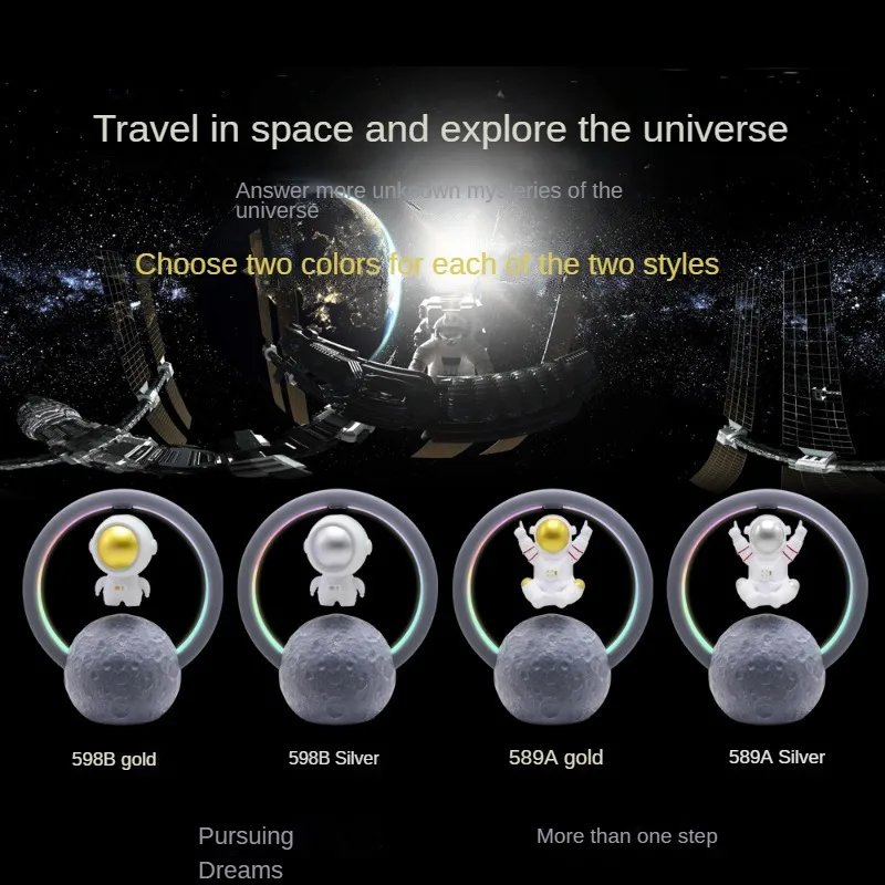 Magnetic Levitation Astronaut Lamp Figurine RGB LED Night Lamp With Wireless Bluetooth Speaker Floating Lamp Beside Table Decor
