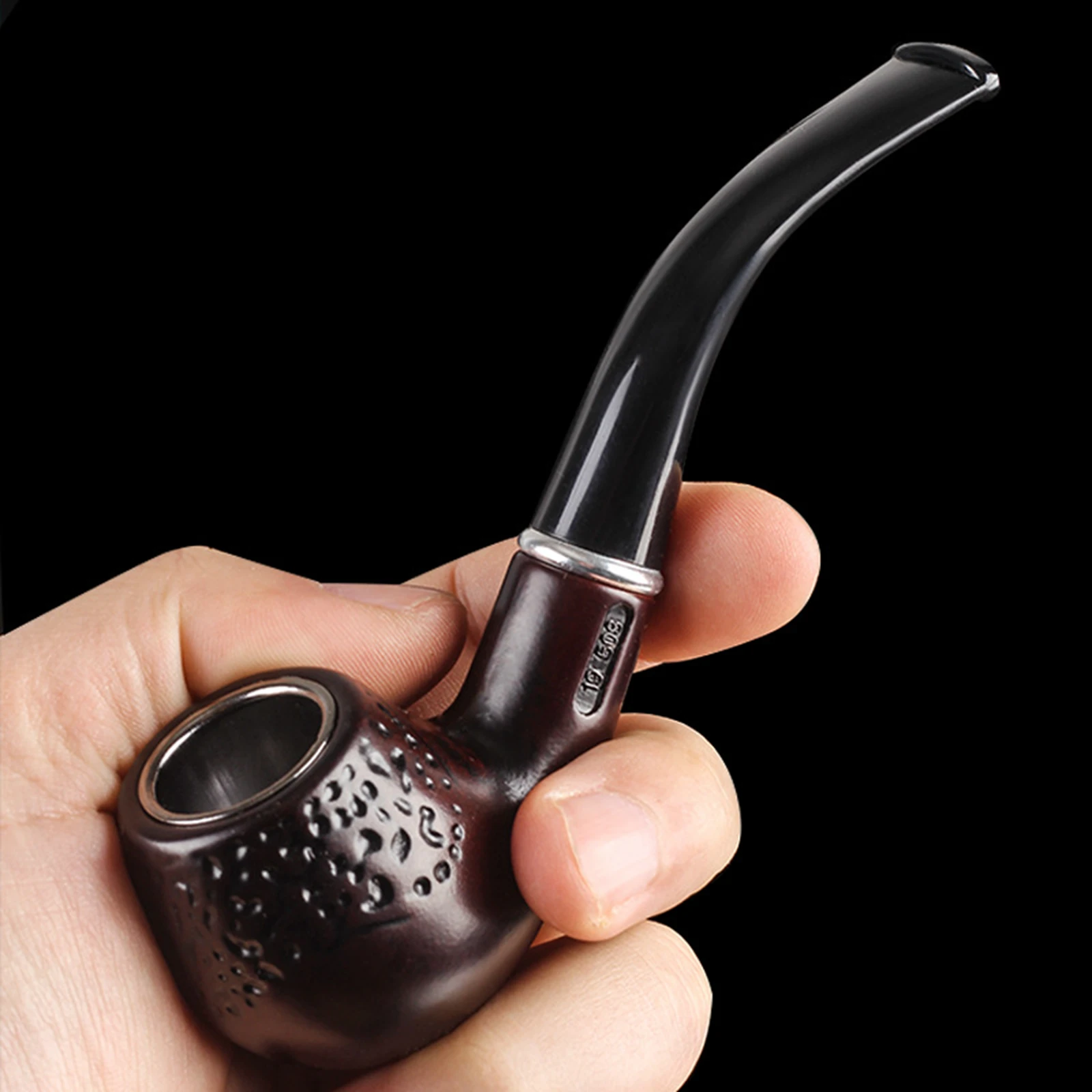 1pc Solid Wood Tobacco Pipe Pattern Carving Smoke Pipe Filter Cigarette Holder Herb Grinder Smoking Tools