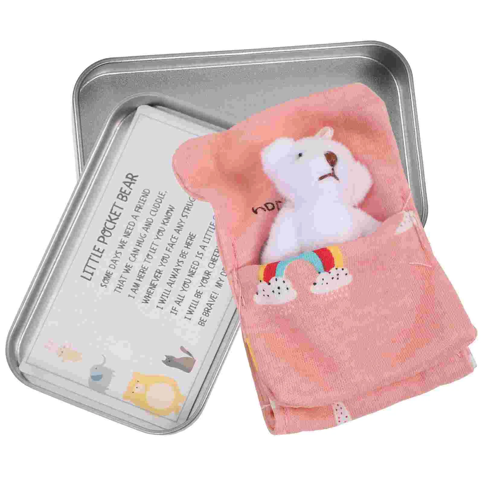 Plush Mini Bear Kids Room Decor Stuffed Animal Decoration Ornament Figurine Tin Pink Gifts
