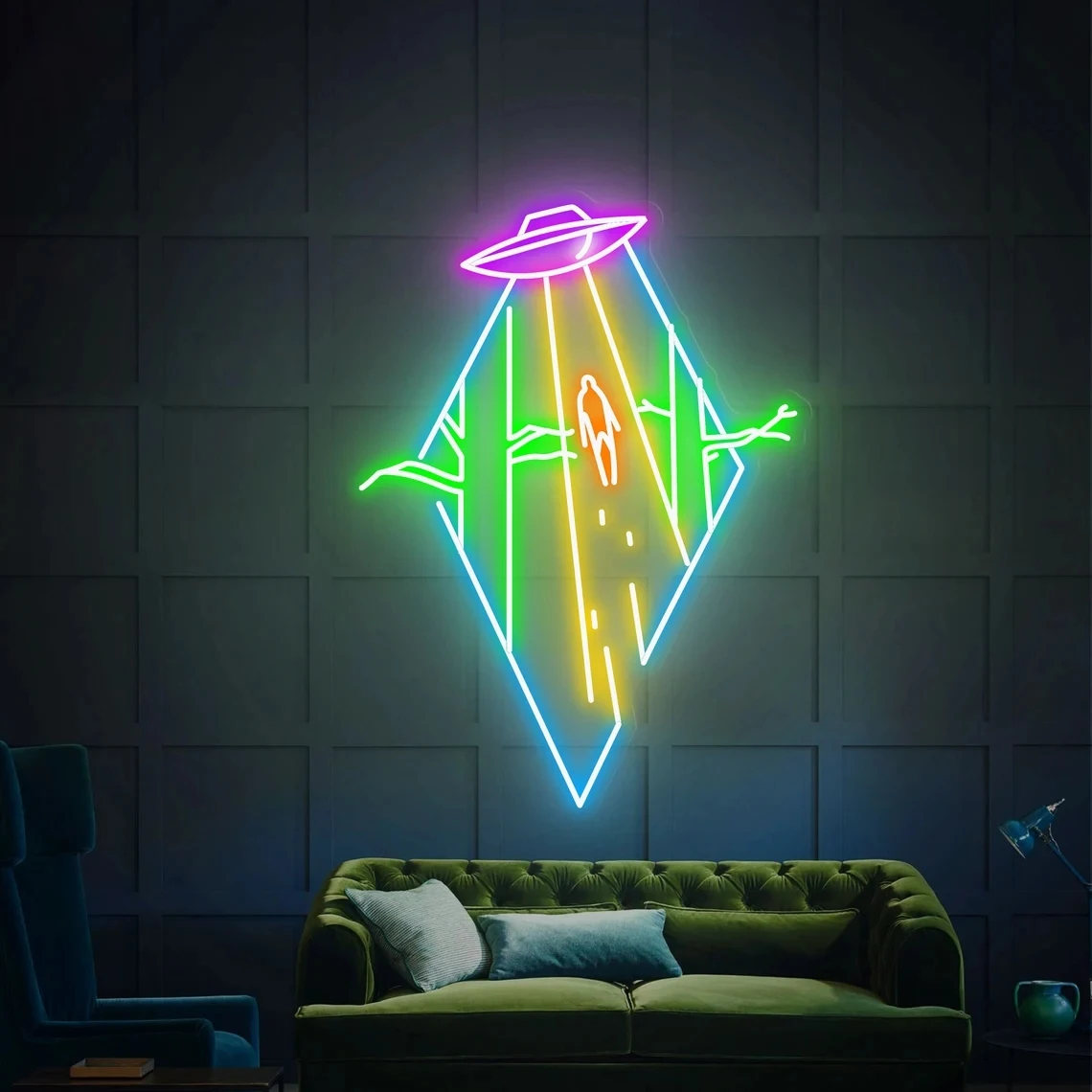 Description Picture 2 of itemUFO Neon Sign LED Neon Lights  Neon Wall Decor Flying Saucer Bedroom Neon Night Light Creative Home Bedroom Room Wall Lamp