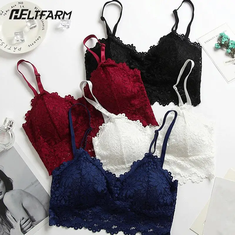 1PC Soft Female Wireless Bra Floral Lace Bralette Crop Top Sexy