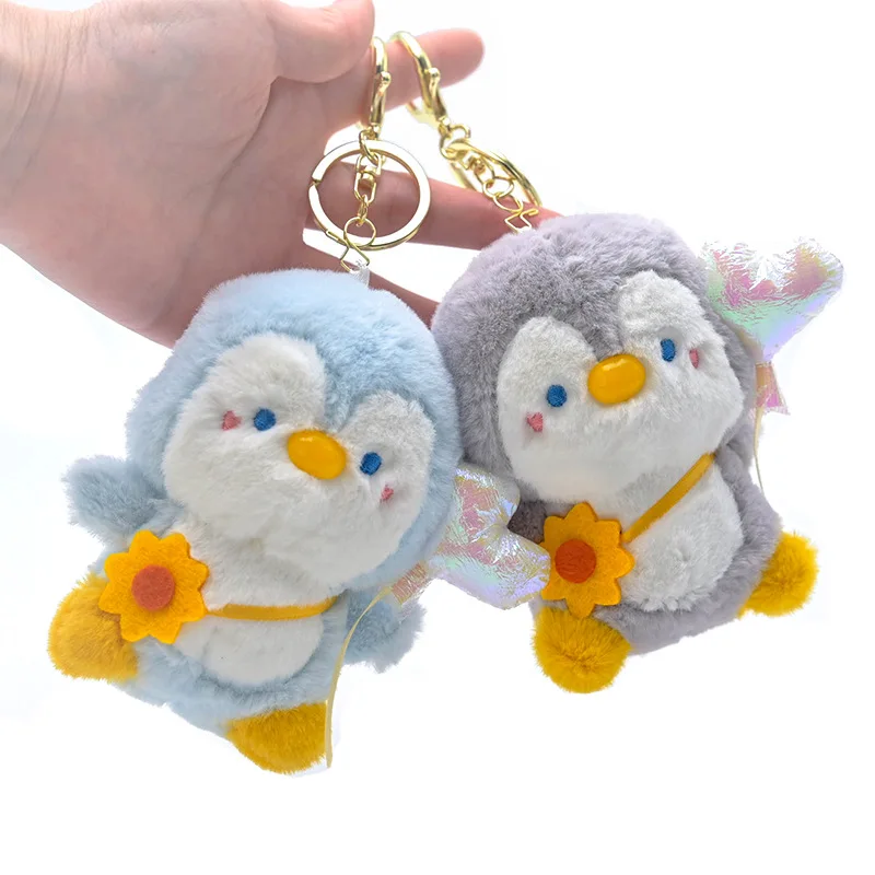 

new Cute Trendy Popularity Amusement Penguin back small flower crossbody bag love balloon penguin Pendant Keychain creative gift