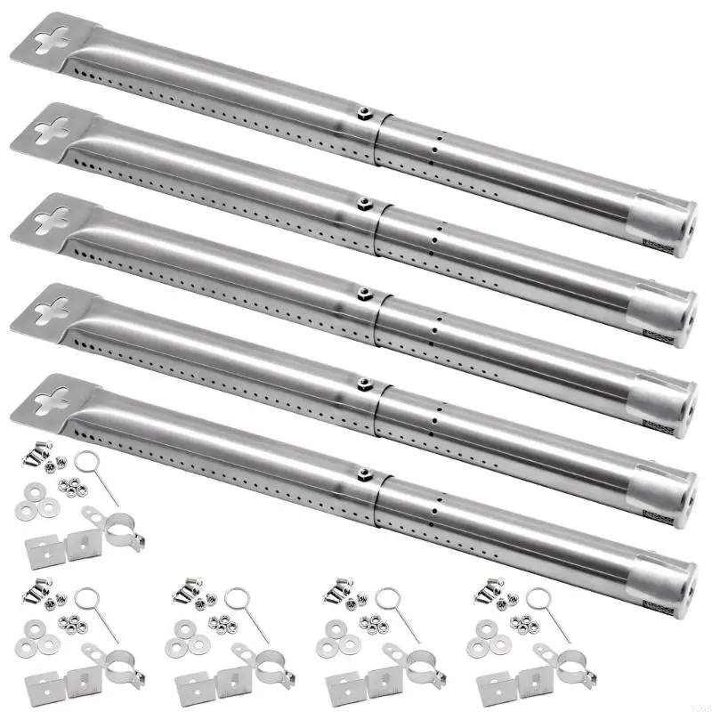 5Pcs Burners Tube Replacements Length Adjustable 12 to 17.5Inch Stainless Steel Grill Burners Tube Easy Installation Y5GB