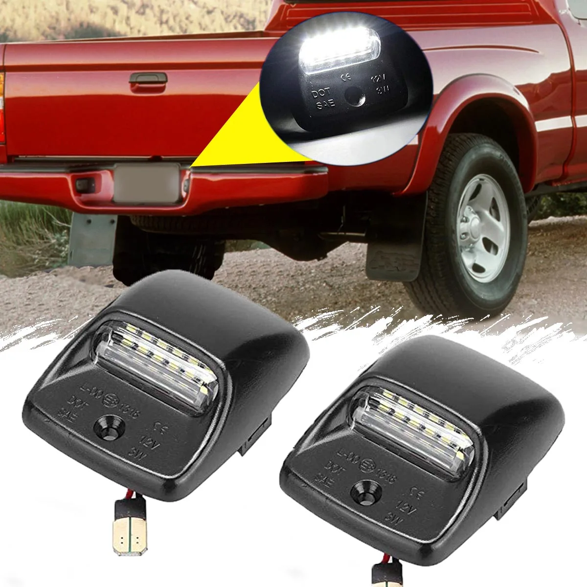 Pair For Toyota Tundra Tacoma White LED Bumper Number License Plate Light Lamp
