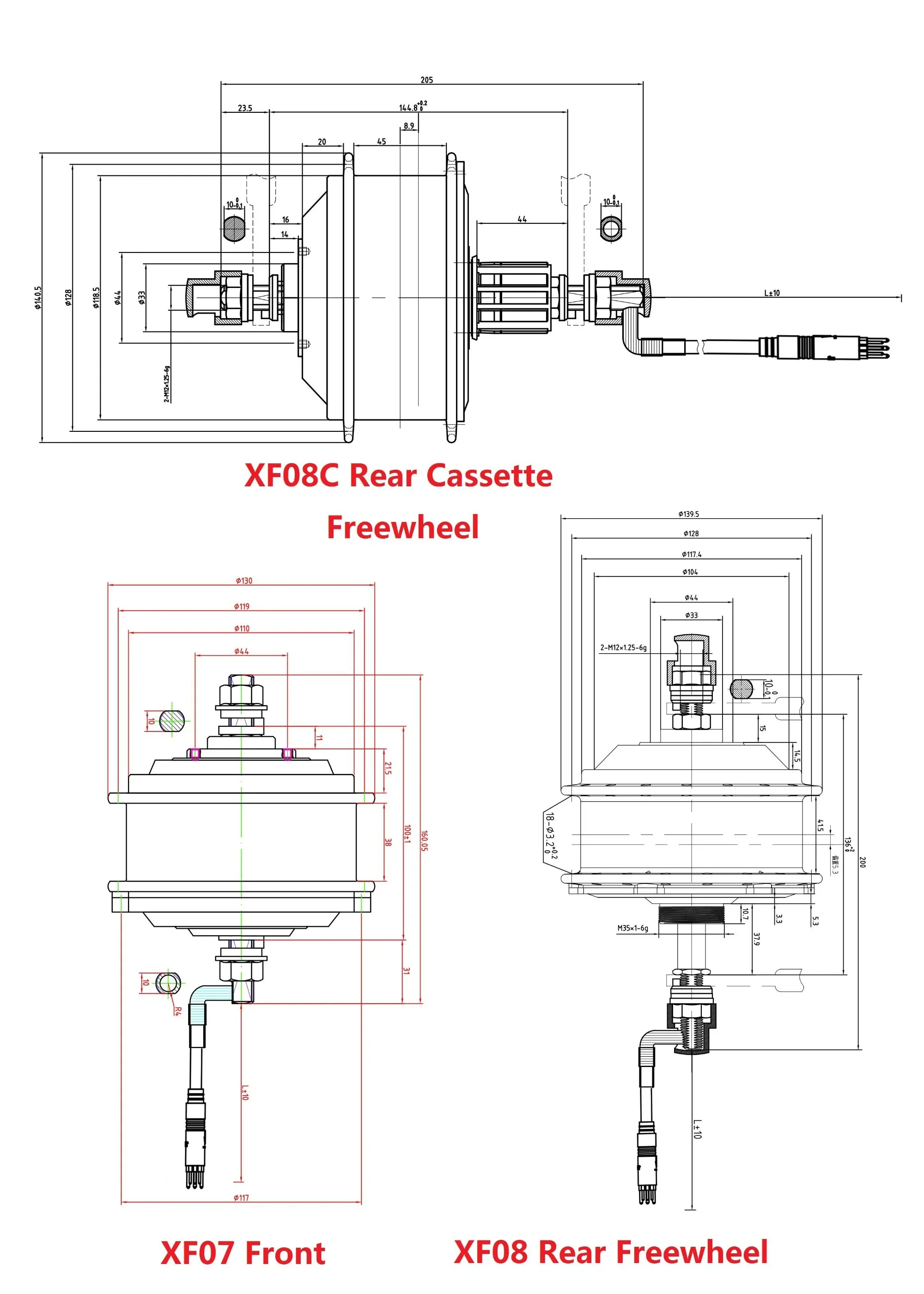 Komponenty a zapojenie motora MXUS zobrazené pre inštaláciu na elektrobicykel