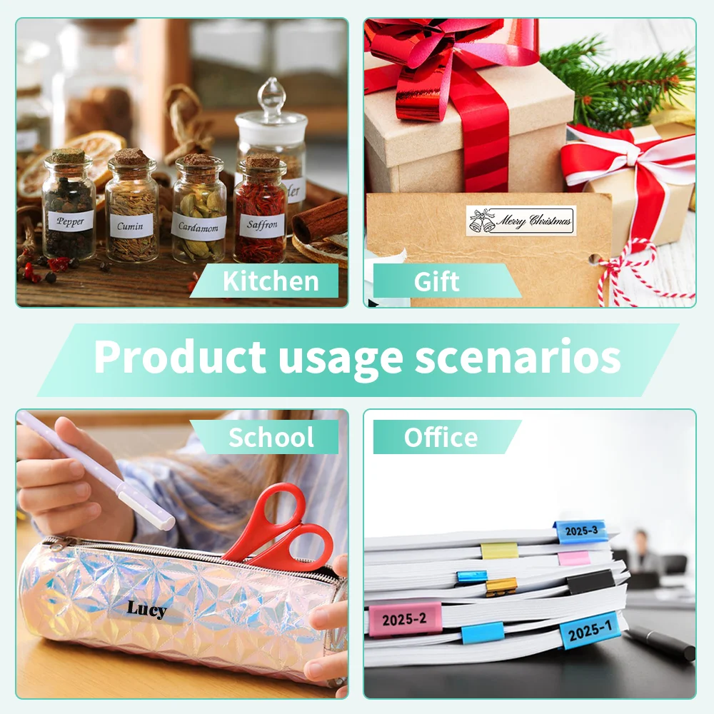 GZQIANJI N12 Mini Thermal Label Printer Portable Bluetooth Sticker Maker Wireless Sticker Machine Inkless Labeller Paper Rolls