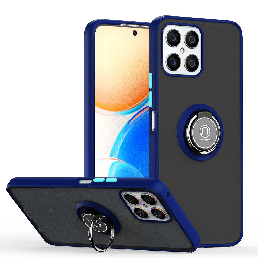 Capa de celular transparente mate com anel para honor x8_voghion.com
