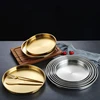 Stainless Steel Round Storage Tray Thick Silver Golden Food Plate Cake Coffee Fruit Dishes Western Kitchen Tools 2