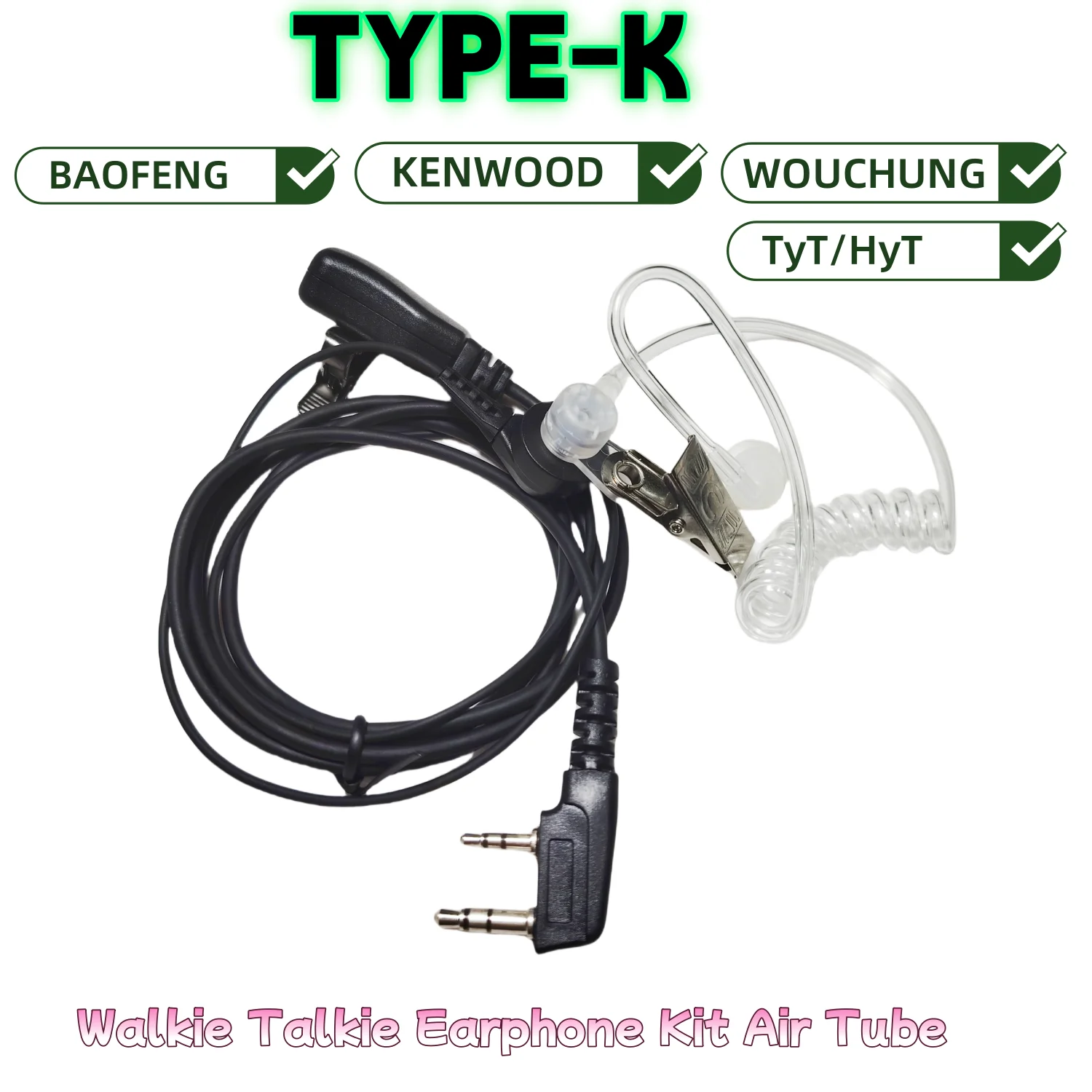 Walkie Talkie Air Tube Headset K type 2-pin Concealed Acoustic Tube ...