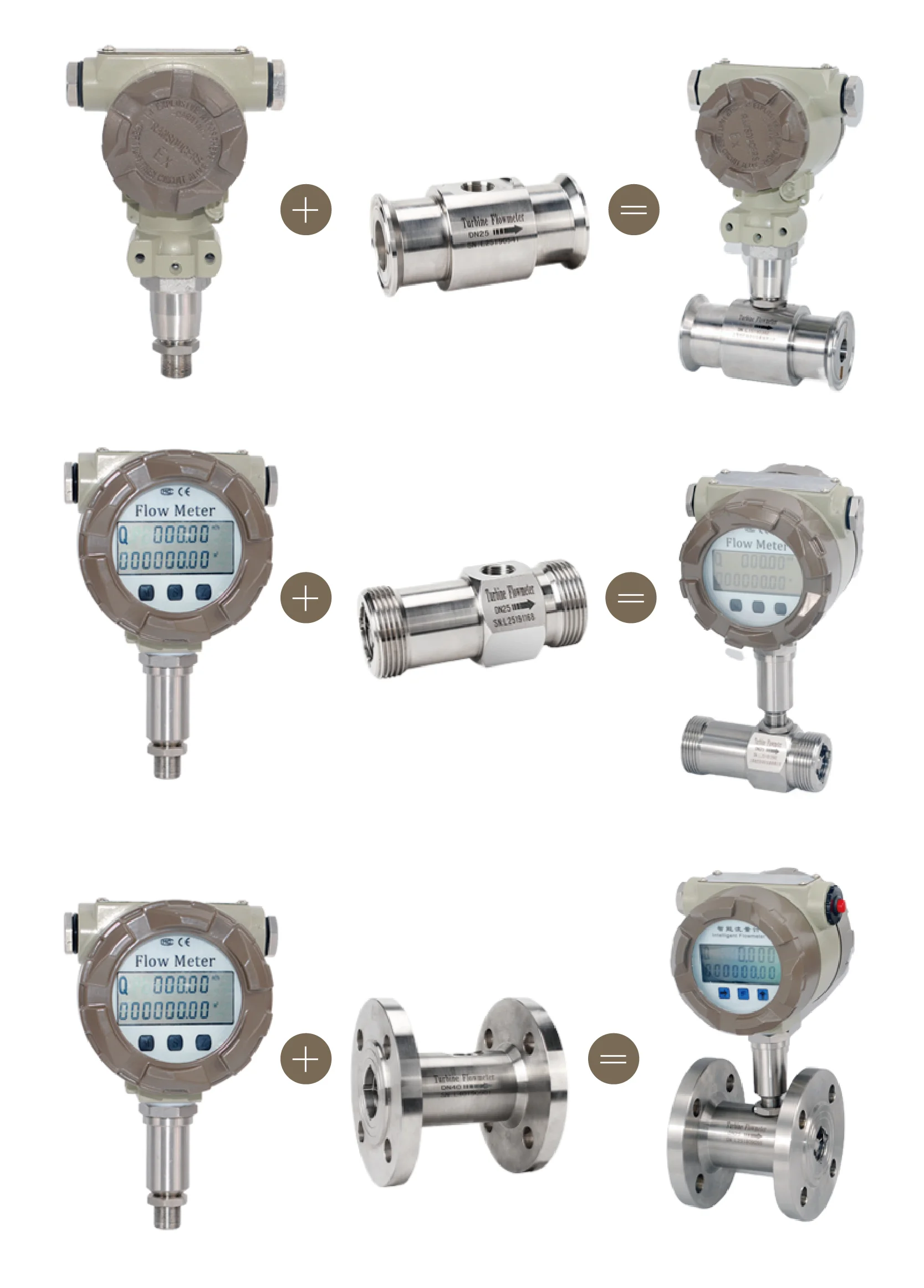 Stainless Steel Turbine Flow Meter RS485 4-20mA Pulse Output Threaded Digital Fl