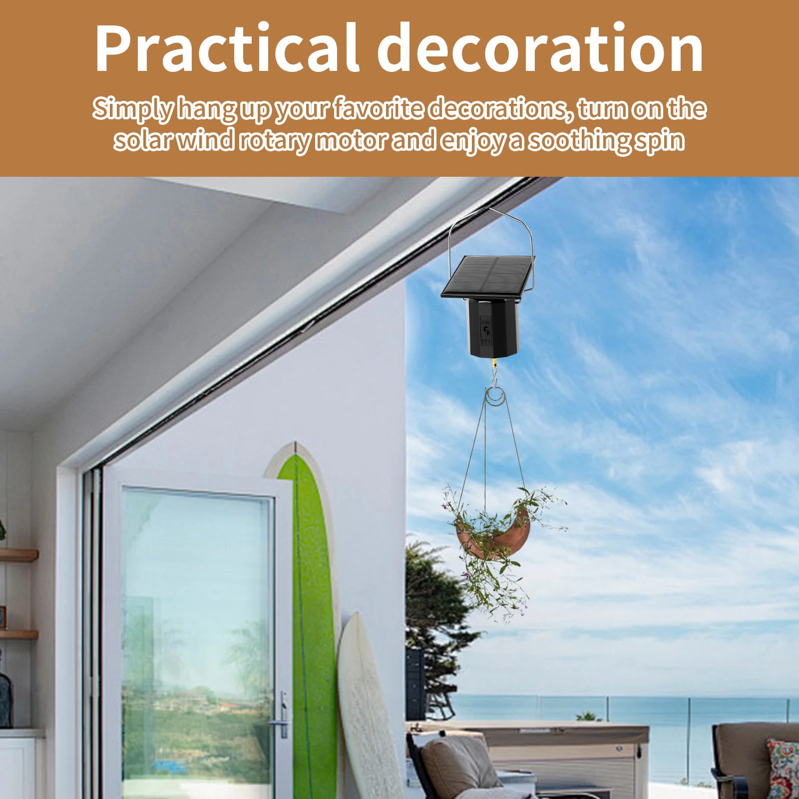 Solar Powered Hanging Display Motor Wind Spinner Motor with Hook Easy to Use Rotating Motor Practical Decoration for Wind Chimes