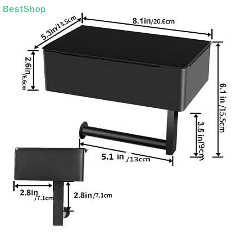 Wall Mounted Toilet Paper Holder With Shelf And Storage Box Multi-function Wipes Dispenser Fits For Bathroom Wipe Storage