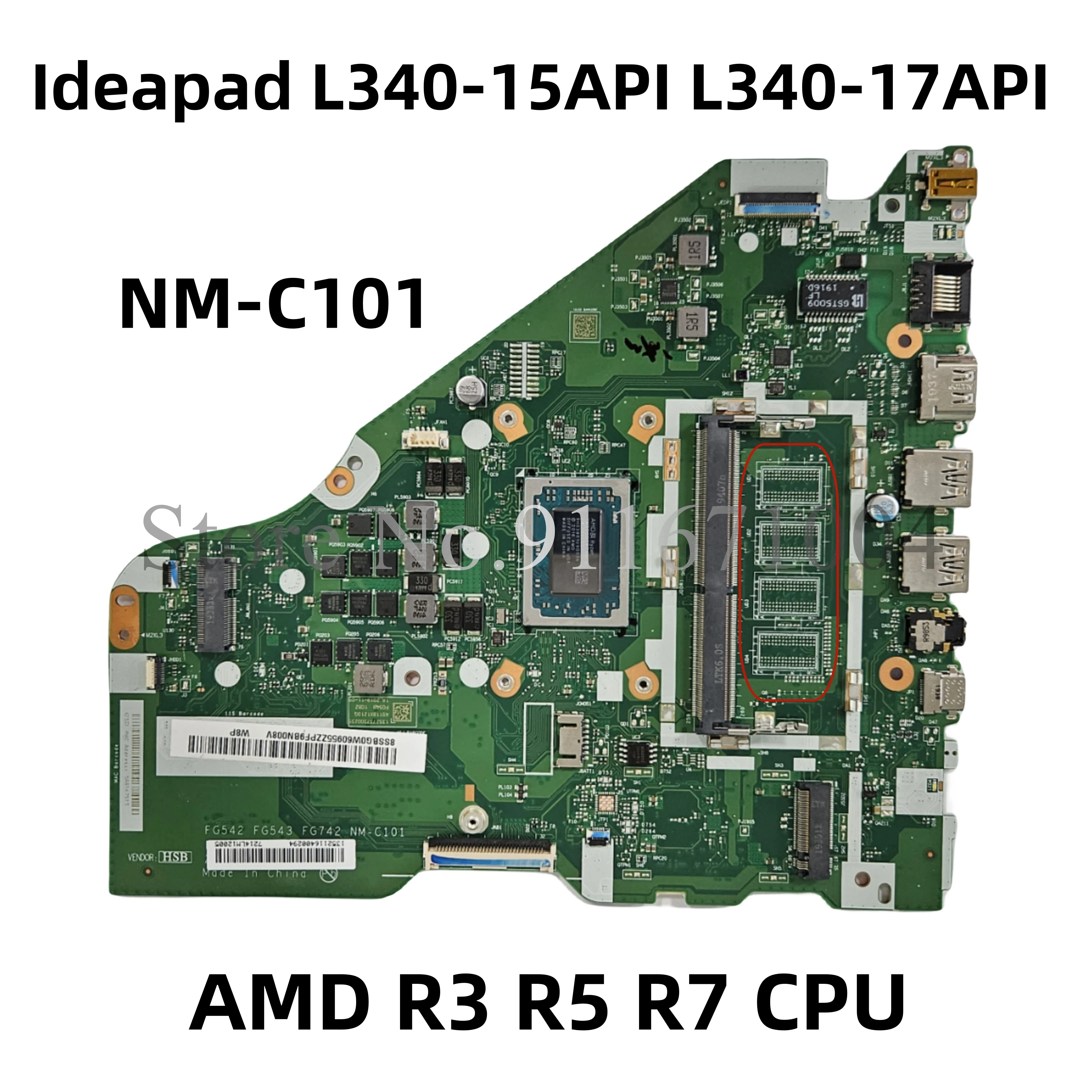 Placa-mãe Portátil para Lenovo Ideapad Cpu Ram 4g Fg542 Fg543 Fg743 Nm-c101 L34015api V155-15api Amd r3 r5 r7 - Imagem 2