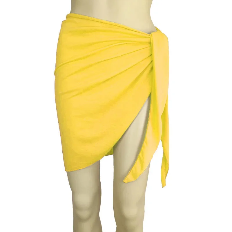 Summer Solid Bikini Cover Ups Shorts Pareo Wraps Sarong Skirt Swimsuit Beachwear Women Beach Skirts Swimwear Half Wrapped Skirt 5