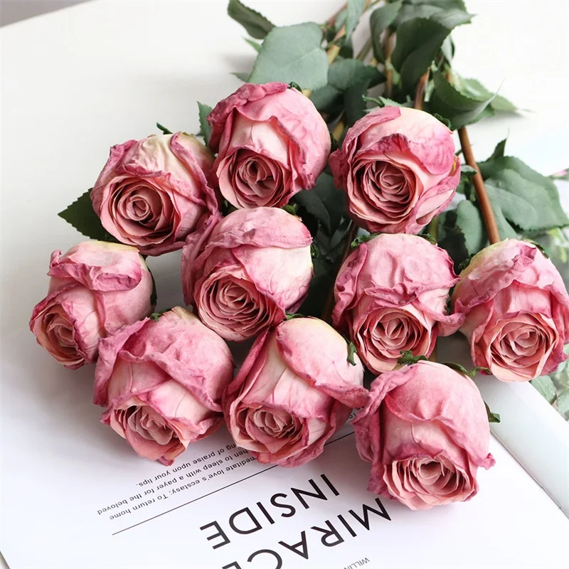 

2pcs Grilled Silk Rose Bouquet Artifici Flower For Wedding Home Rome Decoration High Quality Valentine's Day Gift Accessories