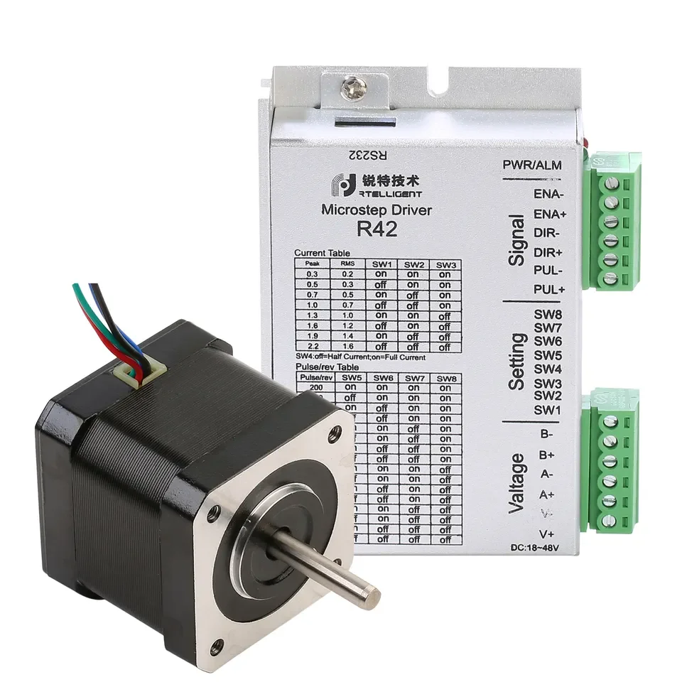 42mm 2상 0.20.8 N.M 오픈 루프 스테퍼 모터 + 드라이버 Nema 17 CNC 스테퍼 모터 키트