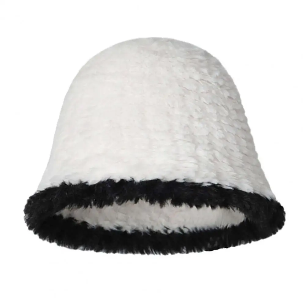 

Autumn Winter Fisherman Hat Cozy Stylish Women's Plush Fisherman Hat Autumn-winter Round Dome Patchwork Color for Windproof