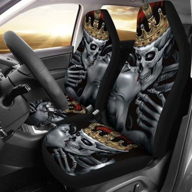 Custom Sugar Skulls & Flowers Car Seat Covers (Set of Two