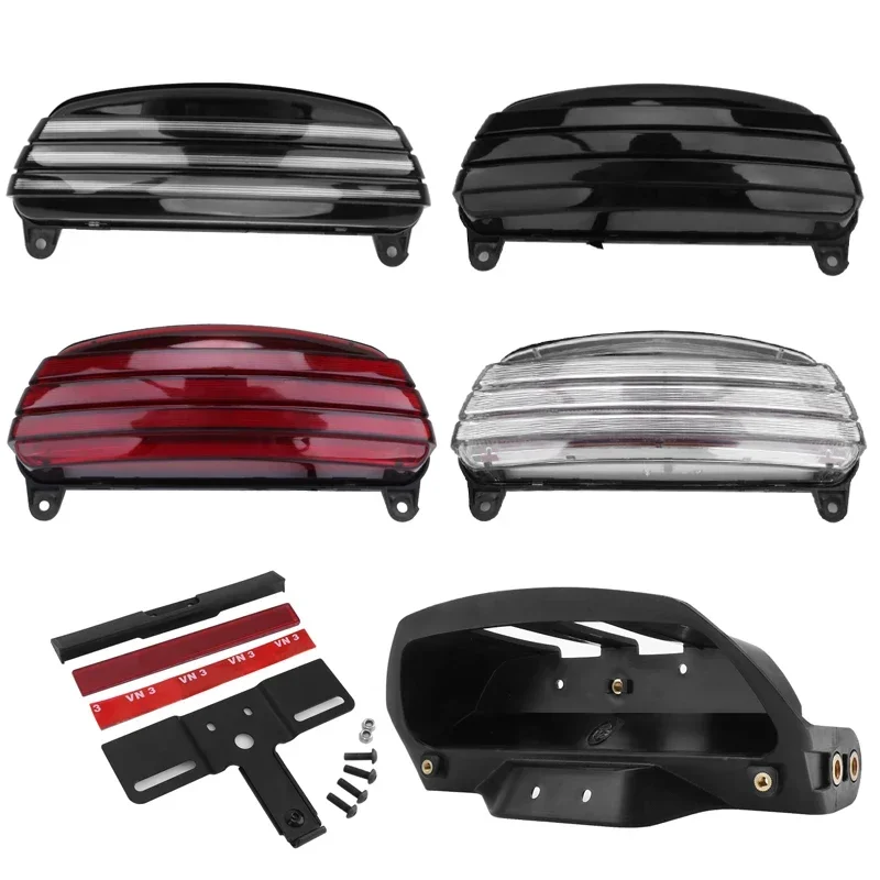 Fanale Posteriore A LED Fumé Per Harley FXST/FXSTB – Con Indicatori, Supporto In ABS E Ferro, 12V