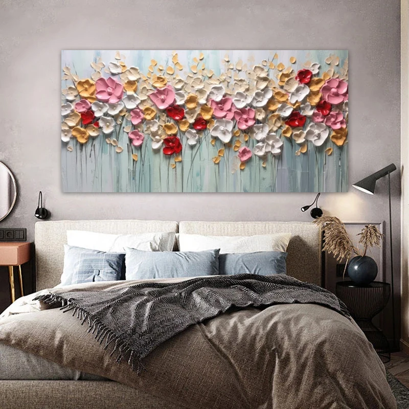 thumbnail image 1 of Pintura de flores de una pieza, impresiones abstractas en lienzo, imagen de arte de pared para sala de estar, envío gratis, decoración moderna del hogar sin marco, 1 of 4