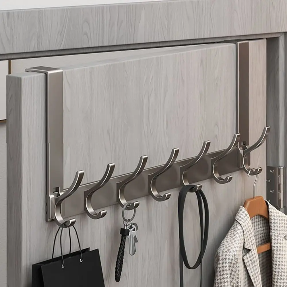 Punch-free 6/7/8 Door Hook Storage Holder Traceless Door Back Storage Rack Kitchen Accessories Bathroom Organizer Rack Coat Hook