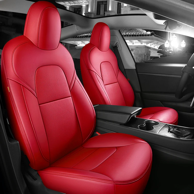 Custom Fit Autozubehör Sitzbezüge für 5 Sitze komplettes Set hochwertiges  Leder speziell für Tesla Modell 3 y - AliExpress