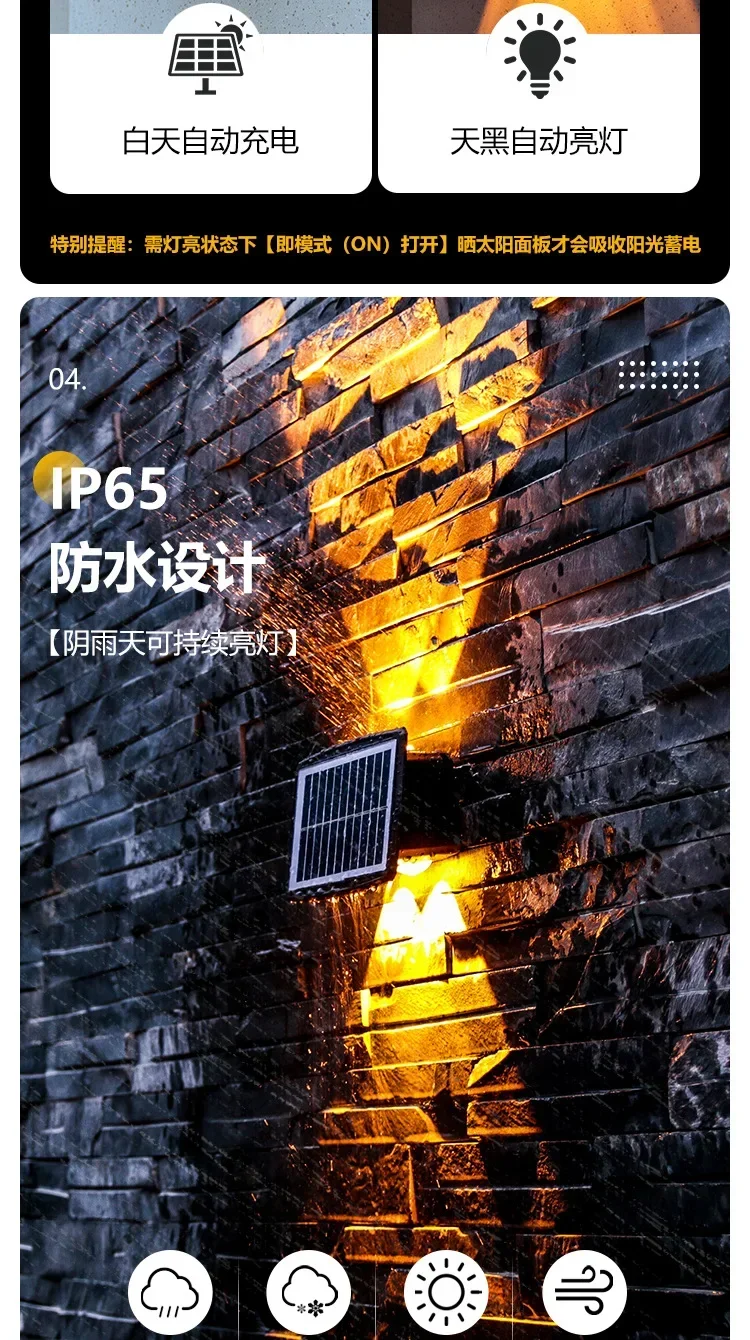 Description Picture 4 of itemOutdoor Solar Wall Light Auto Switch Solar Garden Step Staircase Decoration Light Waterproof RGB White/Warm White Solar Light