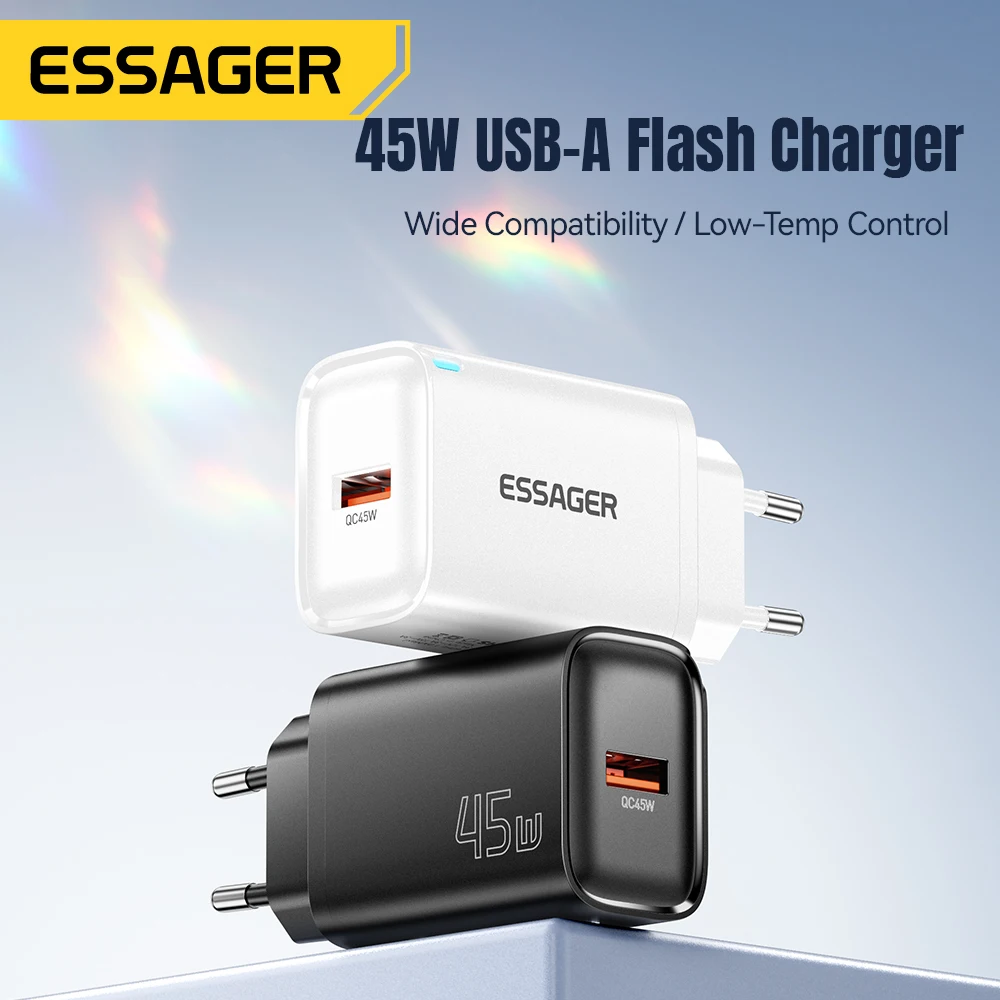 Essager 45W USB A Charger QC3.0 PD Fast Charging Wall Charger For Samsung Galaxy S24 S23 Xiaomi 15 iPad Vivo USB A Quick Charger