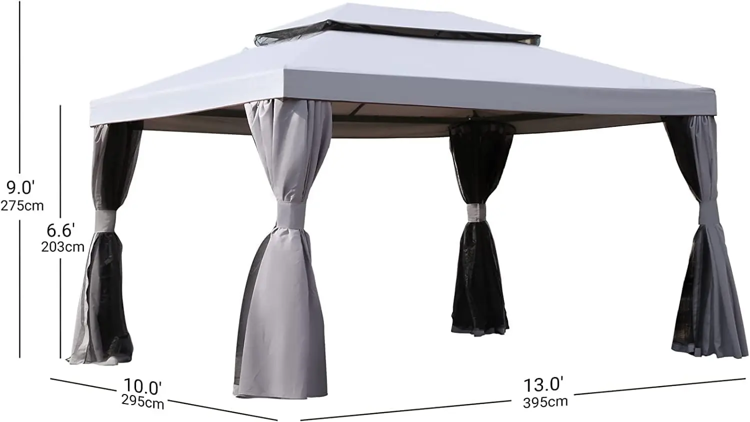 Grand Patio 10x13 Gazebo for Patios Outdoor with Mosquito Netting and Curtains Canopy for Deck Backyard Garden Lawns 2