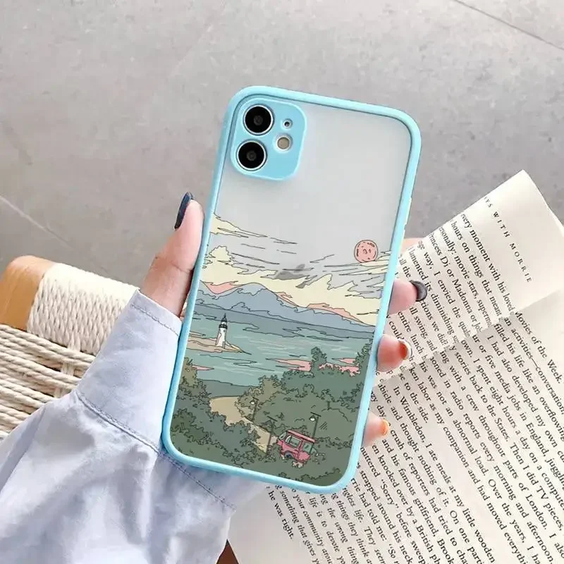 Anime Landscape Oil Painting Anti-Drop Transparent Phone Case Cover