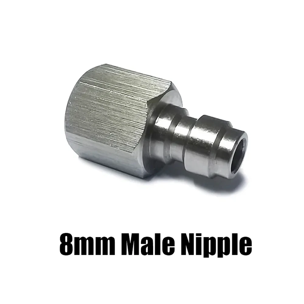 Stainless Steel 8mm Quick Disconnect Charging Hose Release Coulper Male Plug 1/8&ldquo;BSPP / 1/8&rdquo;NPT / M10*1.0 Threads quick connect fittings refrigeration tool adapter