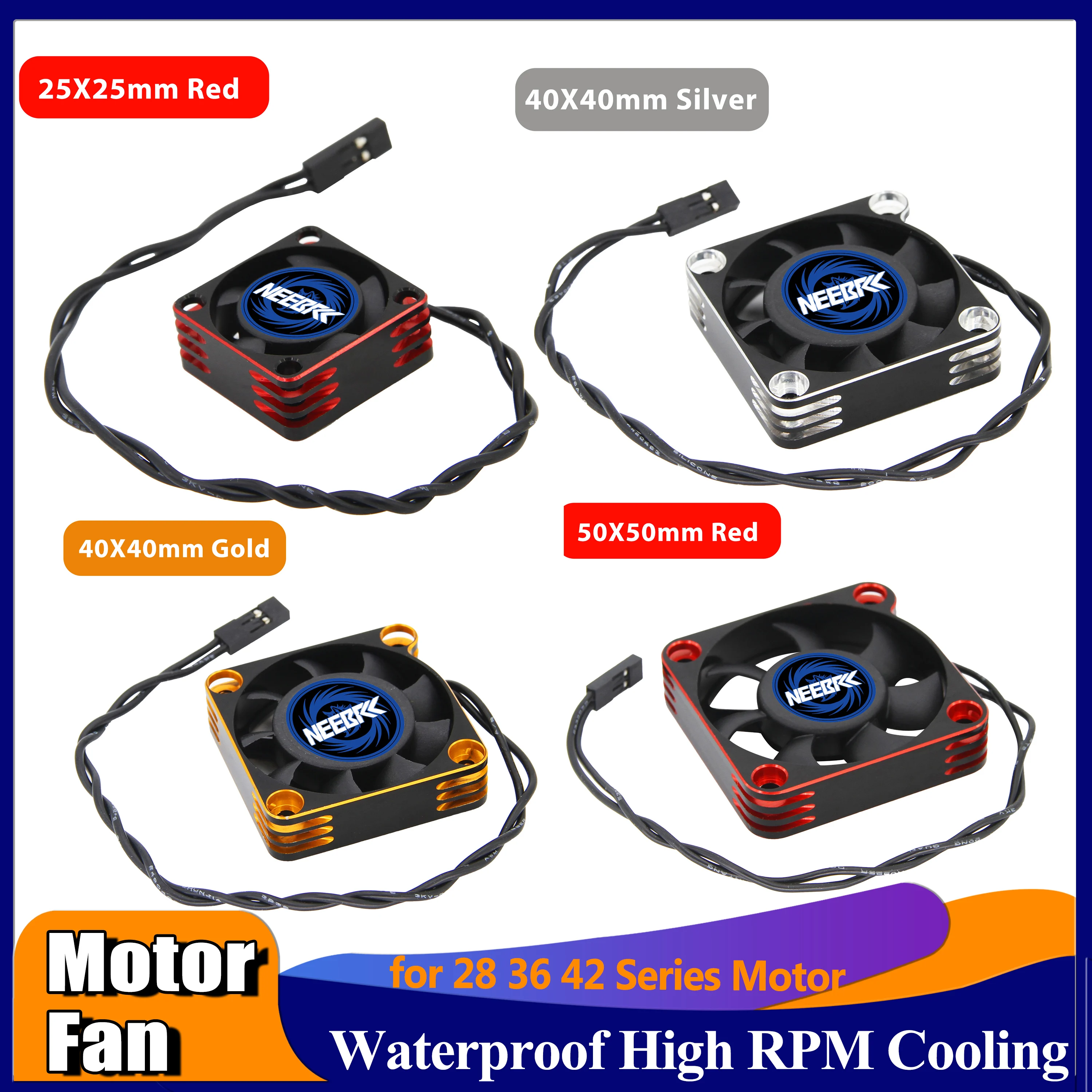 

RC Motor 25mm 30mm 40mm 50mm Waterproof Metal Cool Down Cooling Fan for 1/10 1/8 RC Car 540 550 3650 Motor Heat Dissipation