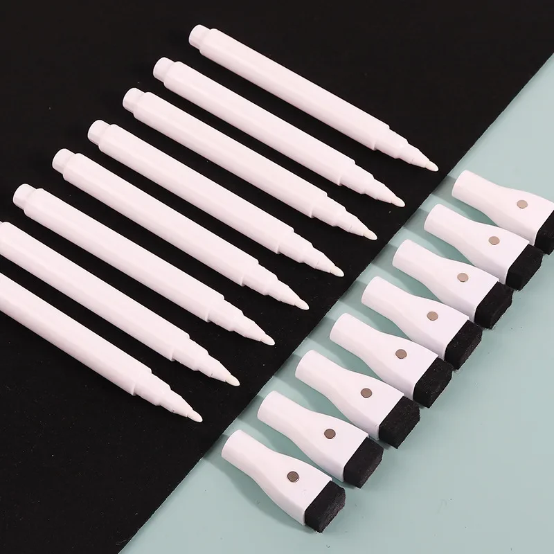 Magnetic Dry Erase Markers Erasable Whiteboard Marker Pens with Eraser LED Fluorescent Pen for Glass Liquid Chalk 4/8 Color