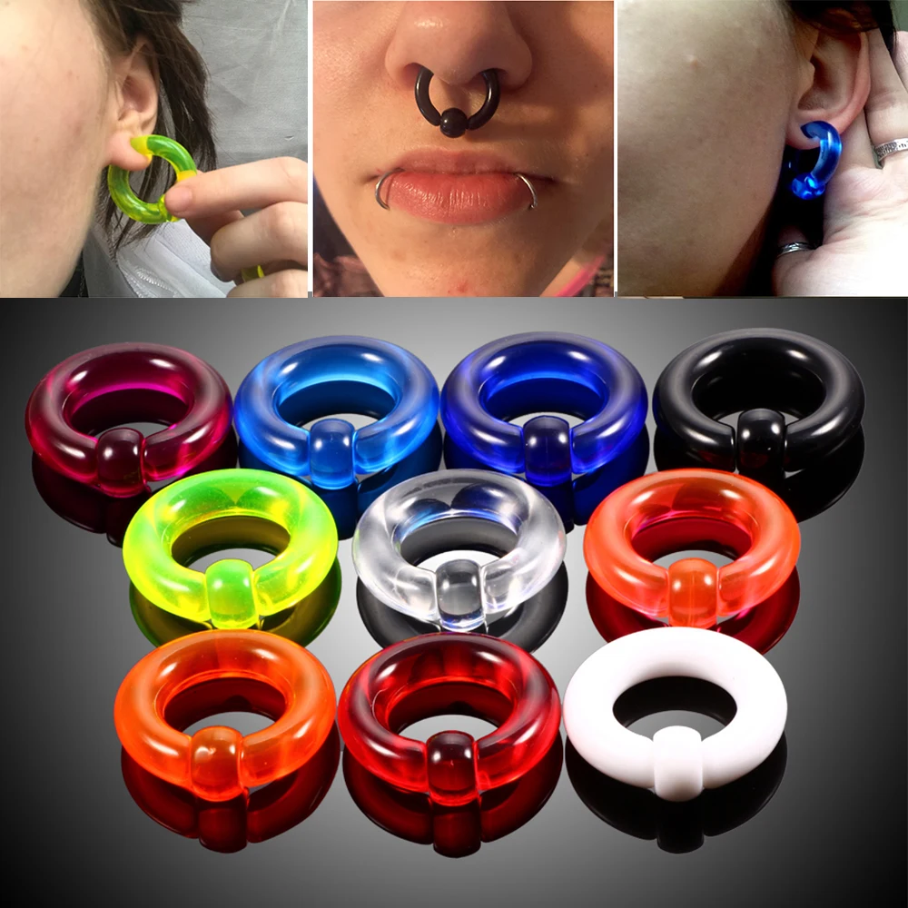 1 Pcs Acrylic BCR Giant Captive Bead Ring Ear Plugs and Tunnels Big Size Expander Ear Gauge Nose Septum Piercing Body Jewelry