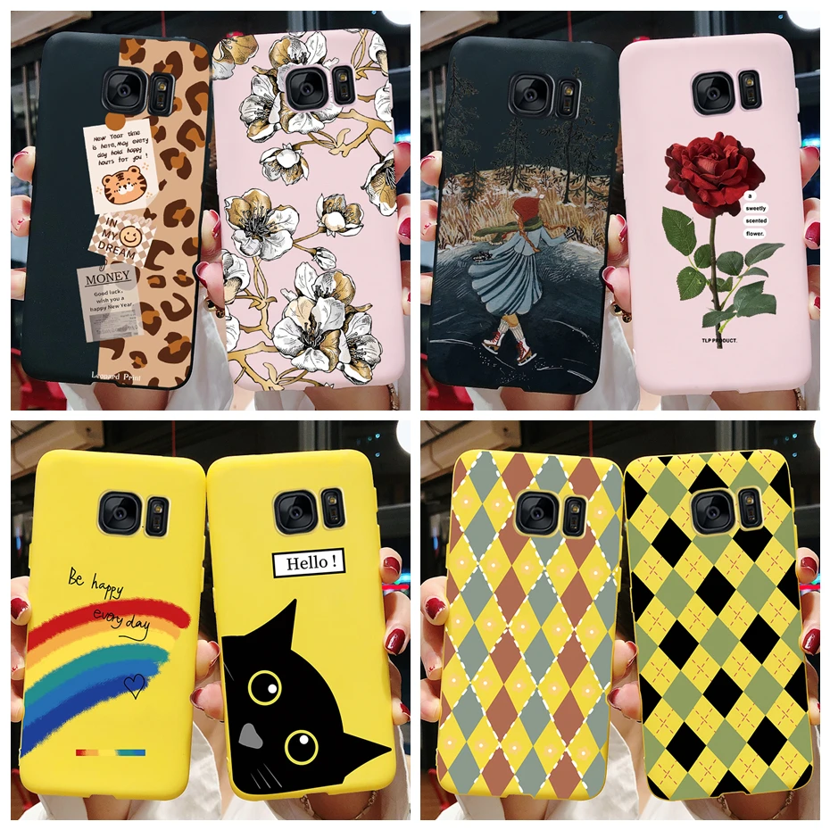 Per Samsung S6 Edge Case Galaxy S6 Custodia Morbida In Silicone Modello Cute Cat Flower Case Shell Per Samsung Galaxy S6 Edge Custodie Per Telefoni