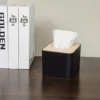 1pc/2pcs-Nordic Style Plastic Tissue Box with Wooden Cover - Paper Box for Restaurants and Rooms - Tissue Storage 3