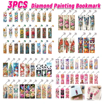 Marque-page de peinture de diamant de forme spéciale, projets d'art de Pâques, 5D, bricolage, kit exécutif, 3 pièces 1