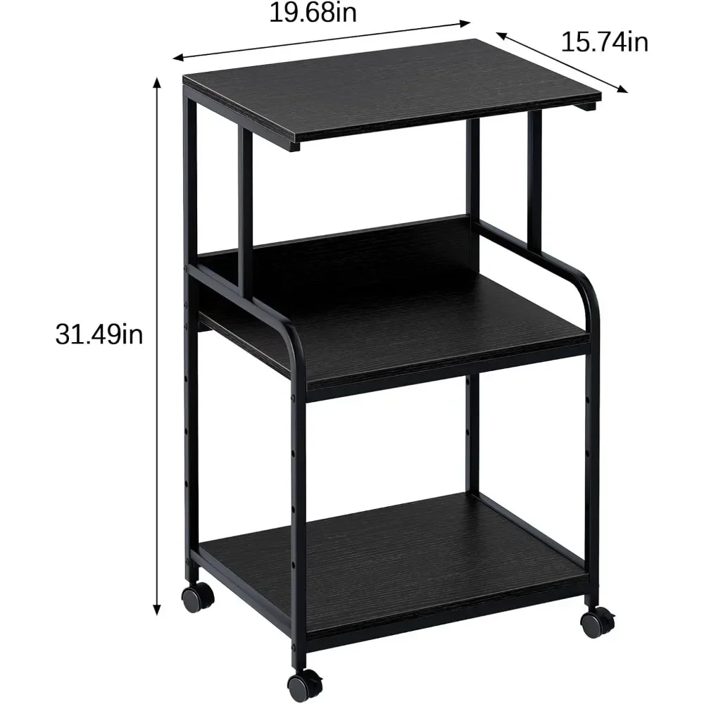 Printer Stand with Storage Shelf,3 Tier Printer Cart with Wheels,Mobile Printer Table