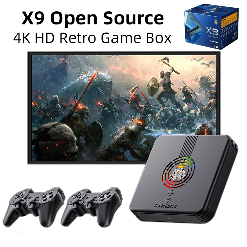 

Retro Video Game Box X9 2.4G Wireless 4K HD Output 1920*1200 S905 Over 60 Simulators Gaming Box 3D PS1 PSP for Kids Gift